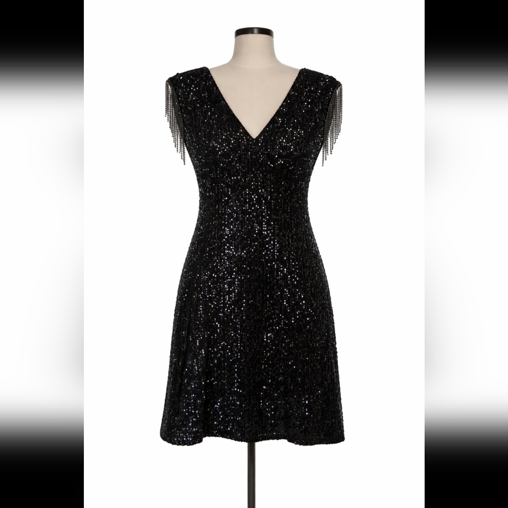 Elegant Black Sequin Dress SIZE XS